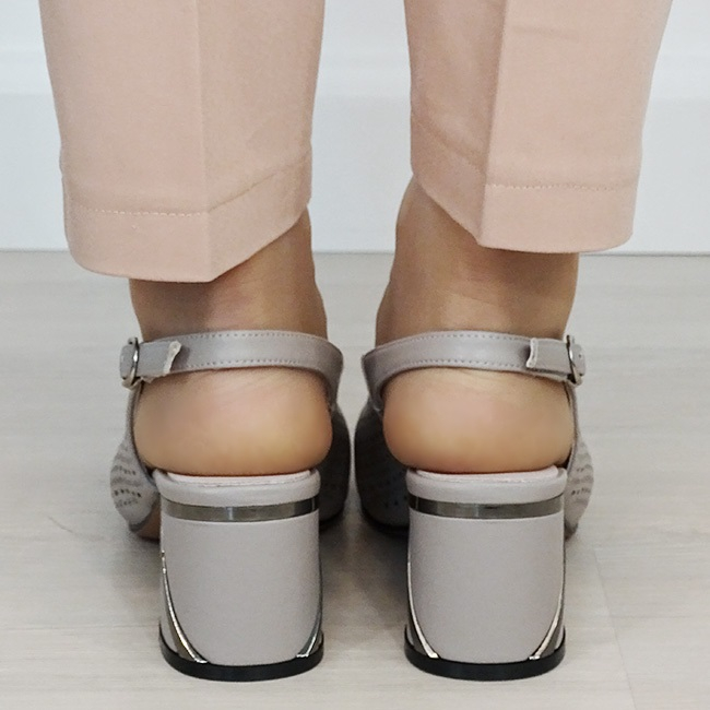 Pantofi gri perforati din piele naturala B-BY6885-6 02 [3]