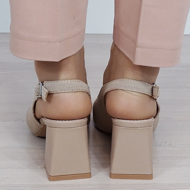 Pantofi kaki deschis cu model tricotat B-H8-1167 01 [3]