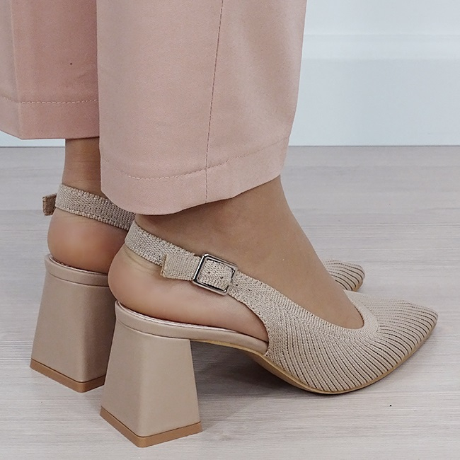 Pantofi kaki deschis cu model tricotat B-H8-1167 01 [4]