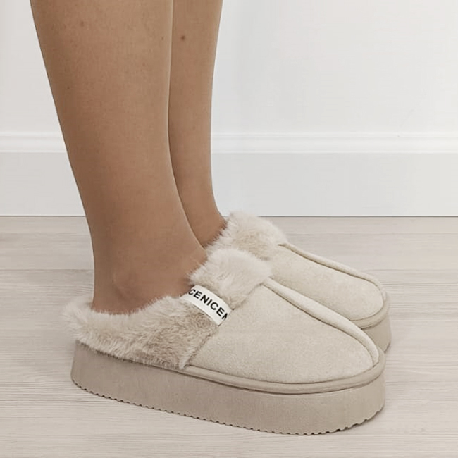 Papuci de casa dama imblaniti, Bej B-9719 112 [2]