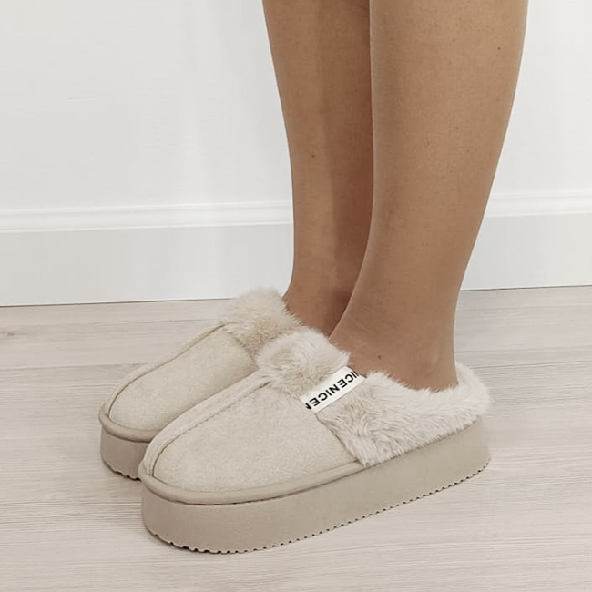 Papuci de casa dama imblaniti, Bej B-9719 112 [1]