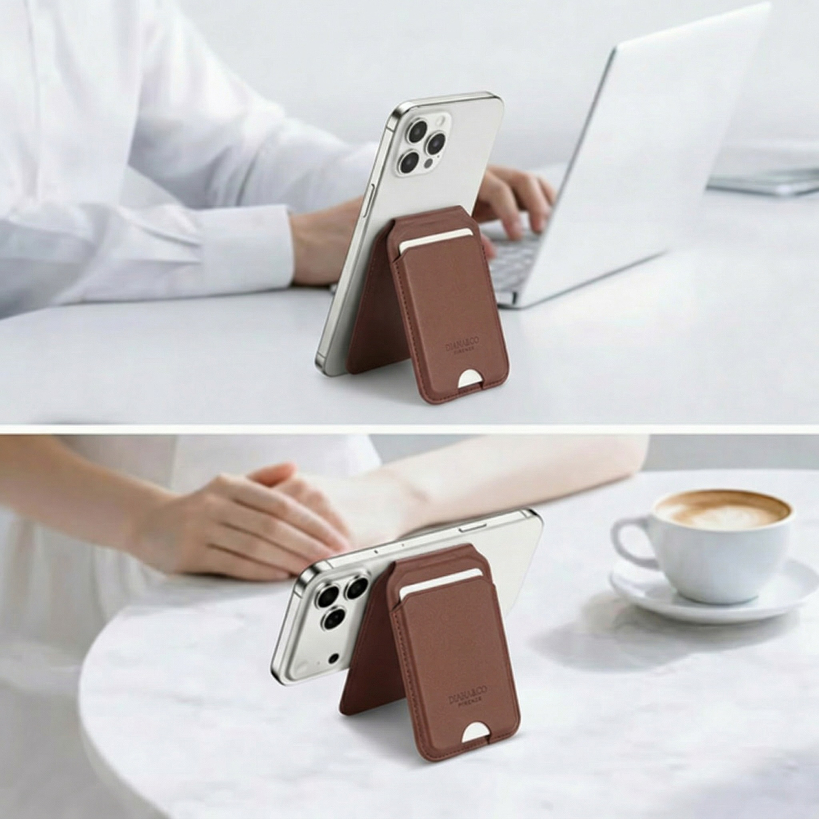 RFID-blokkoló kártyatartó, állítható tartóval és beépített tükörrel [1]