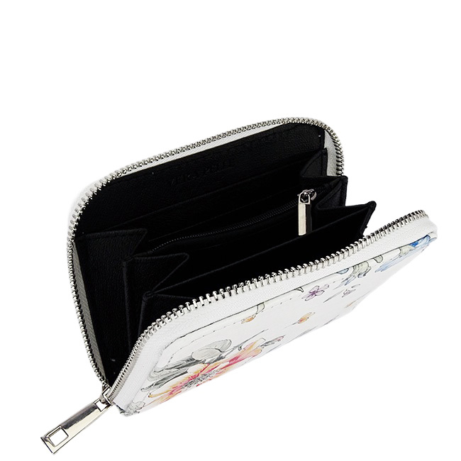 Fehér, virágmintás valódi bőr pénztárca 8912 07 [6]