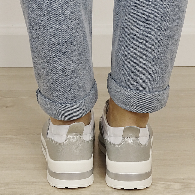 Sneakers albi/argintii din piele naturala B-5090 M6 [3]