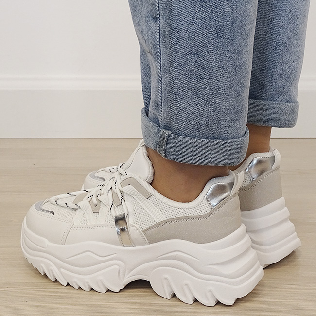 Sneakers albi cu talpa groasa B-DKB9201 M4 [1]