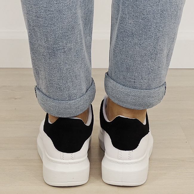 Sneakers albi/negri cu talpa groasa B-M-623 M2 [4]