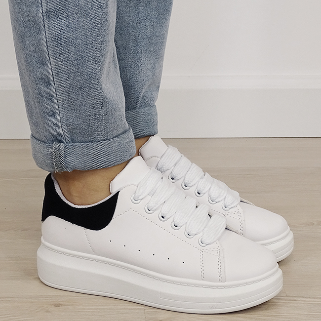 Sneakers albi/negri cu talpa groasa B-M-623 M2 [6]