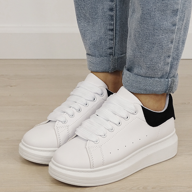 Sneakers albi/negri cu talpa groasa B-M-623 M2 [1]