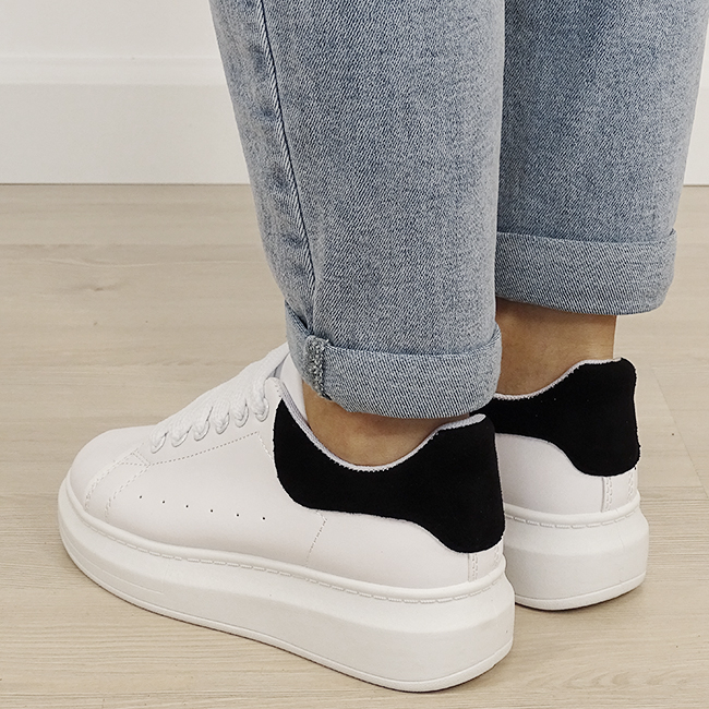 Sneakers albi/negri cu talpa groasa B-M-623 M2 [3]