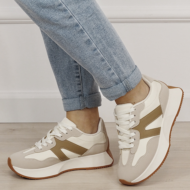 Sneakers bej cu talpa groasa B-8917 M2 [1]