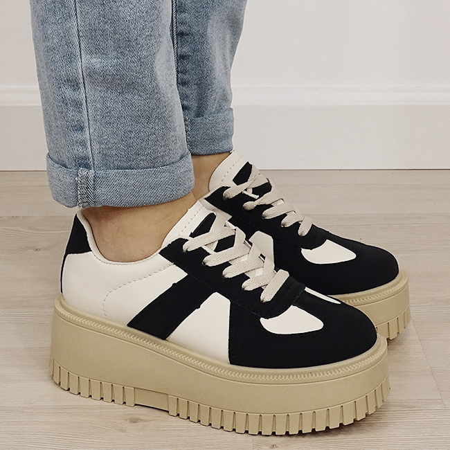 Sneakers bej/negru cu platforma B-8979 M3 [5]