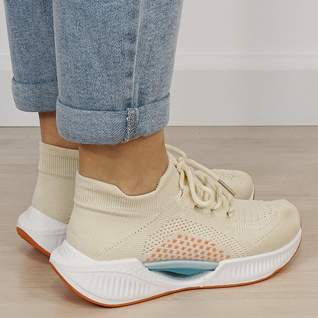 Sneakers bej tip soseta cu platforma B-7561 M4 [4]