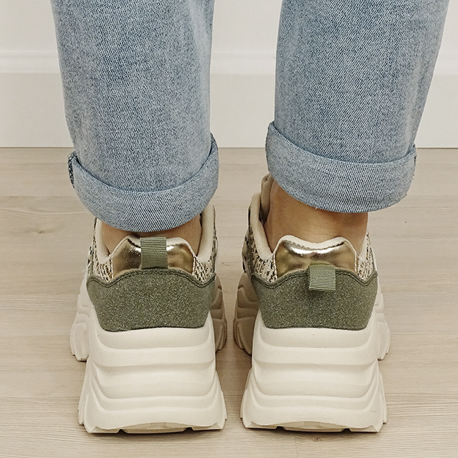 Sneakers bej/verde cu talpa groasa B-DKB9201 M4 [3]