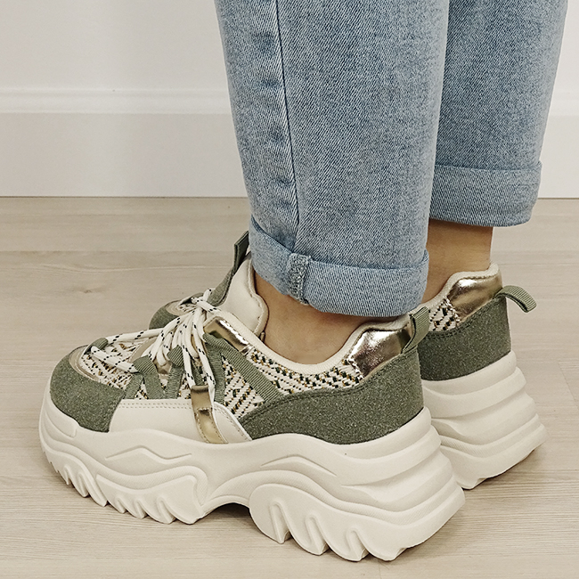 Sneakers bej/verde cu talpa groasa B-DKB9201 M4 [2]