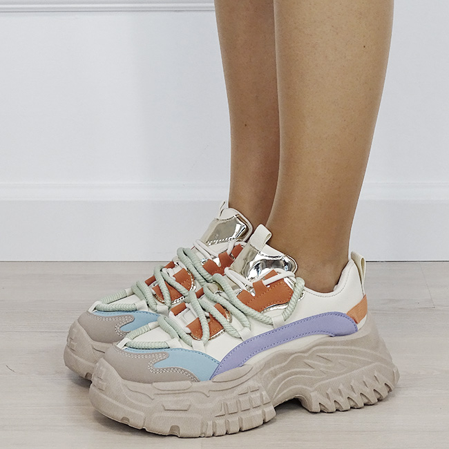Sneakers multicolor cu platforma B-7576 M3 [1]