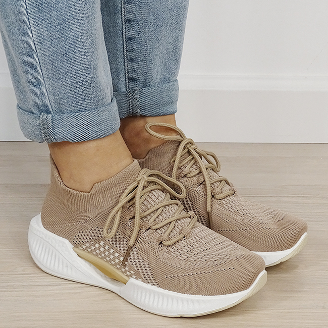 Sneakers kaki tip soseta cu platforma B-7561 M4 [5]