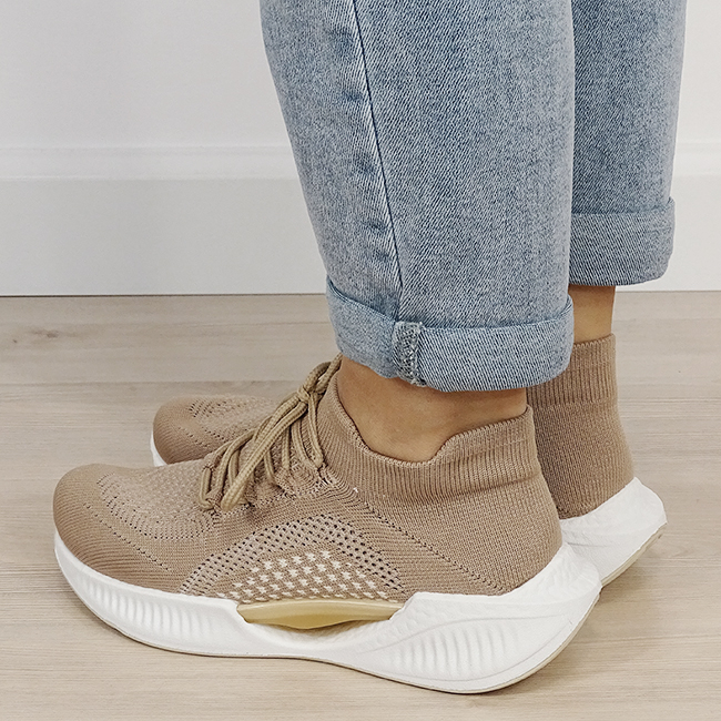 Sneakers kaki tip soseta cu platforma B-7561 M4 [2]