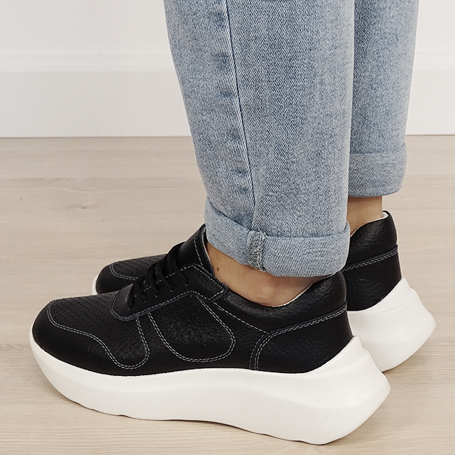 Sneakers negri piele naturala B-5076 M4 [2]