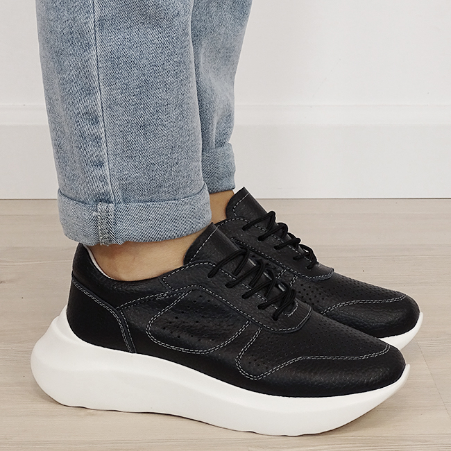 Sneakers negri piele naturala B-5076 M4 [5]