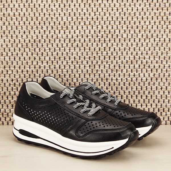 Sneakers piele naturala negru, perforat, Corina M4 [2]