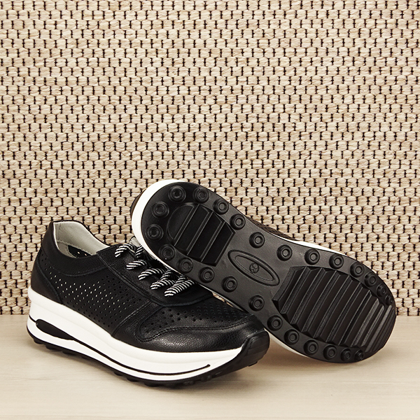 Sneakers piele naturala negru, perforat, Corina M4 [7]