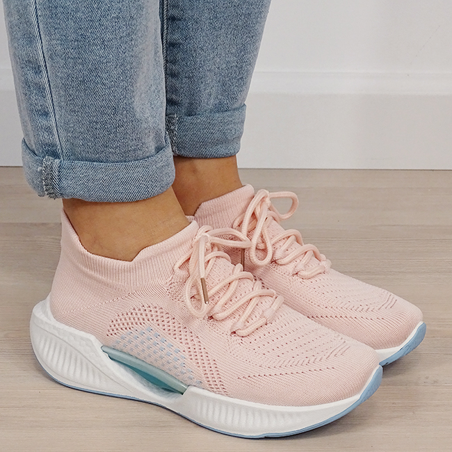 Sneakers roz tip soseta cu platforma B-7561 M4 [5]