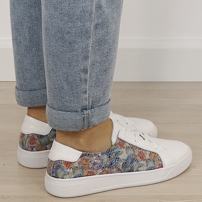 Sneakersi albi cu imrpimeu din piele naturala B-5166 M4 [4]