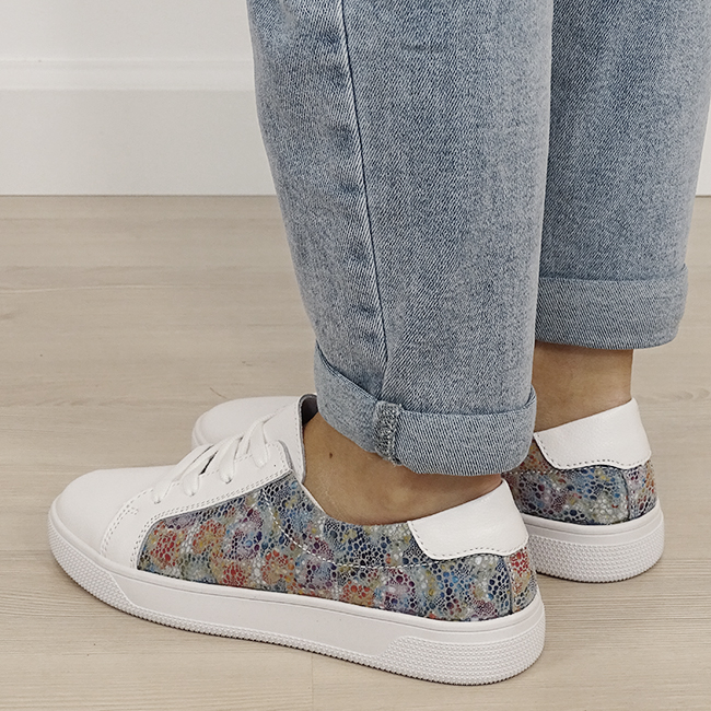 Sneakersi albi cu imrpimeu din piele naturala B-5166 M4 [2]