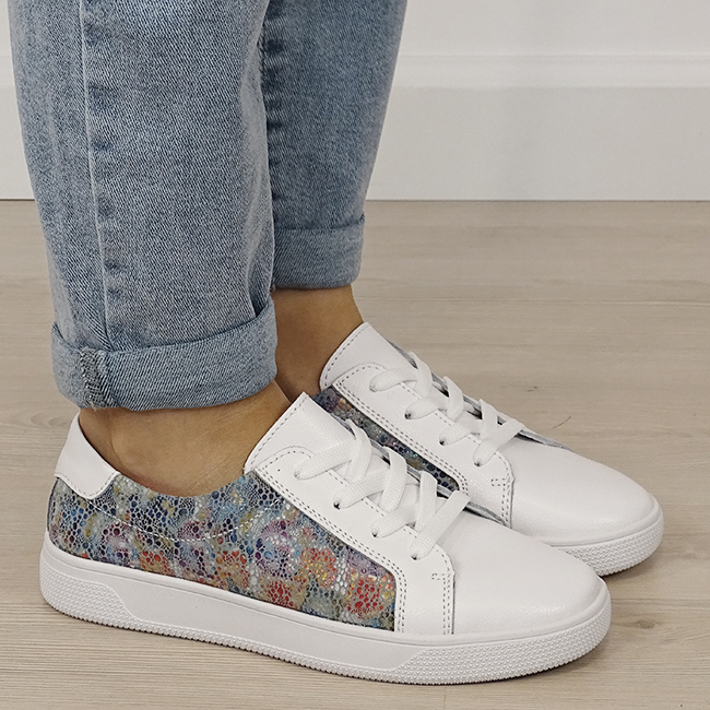 Sneakersi albi cu imrpimeu din piele naturala B-5166 M4 [5]