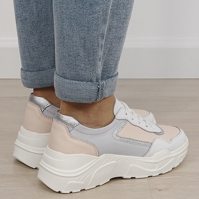 Sneakersi albi din piele naturala B-5092 M2 [4]