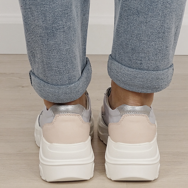 Sneakersi albi din piele naturala B-5092 M2 [3]