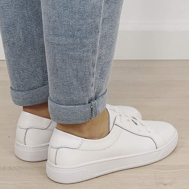 Sneakersi albi din piele naturala B-5166 M4 [4]