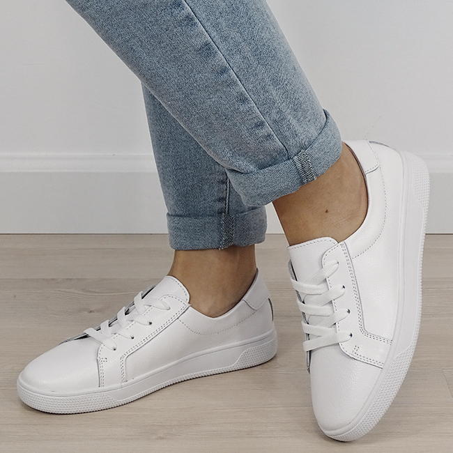 Sneakersi albi din piele naturala B-5166 M4 [1]