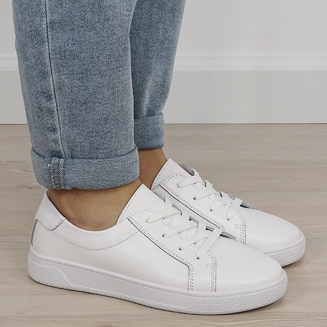 Sneakersi albi din piele naturala B-5166 M4 [5]