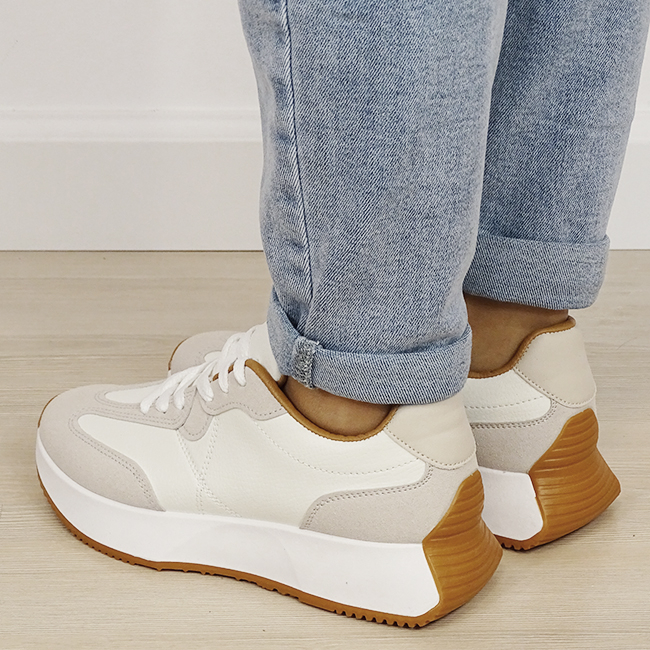 Sneakersi albi din piele naturala B-DCX1605 M3 [2]