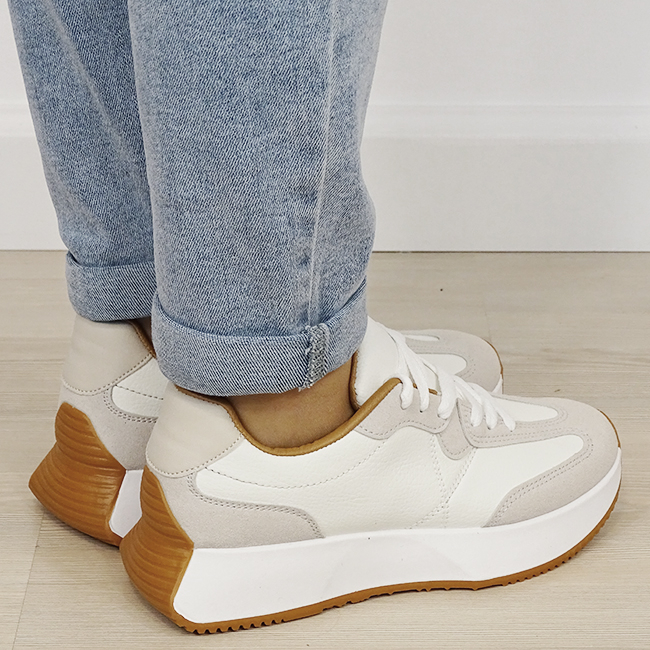 Sneakersi albi din piele naturala B-DCX1605 M3 [4]