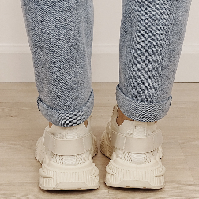 Sneakersi bej albi cu talpa groasa B-8961 M2 [3]