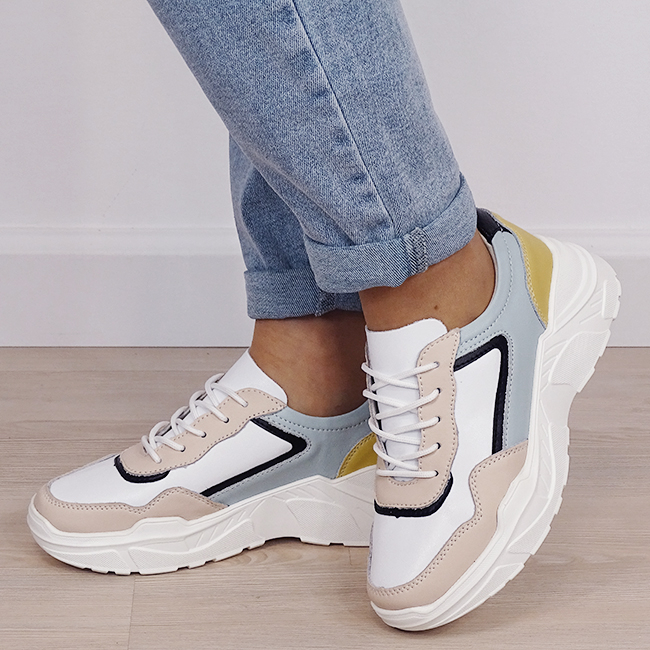 Sneakersi bej din piele naturala B-5092 M2 [1]