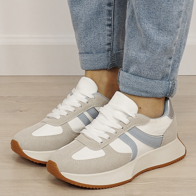 Sneakersi dama bej/albastru cu talpa groasa B-9013 M2 [1]