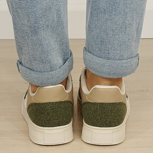 Sneakersi dama crem/verde kaki B-DCX9691 M2 [3]