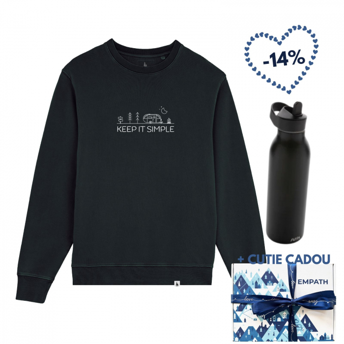 Set cadou Bluza unisex, mid-light, Keep It Simple + Sticla Avira Ara