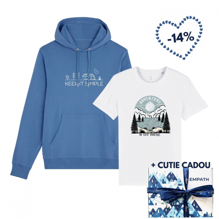 Set cadou pentru el Hanorac mid-light + Tricou unisex