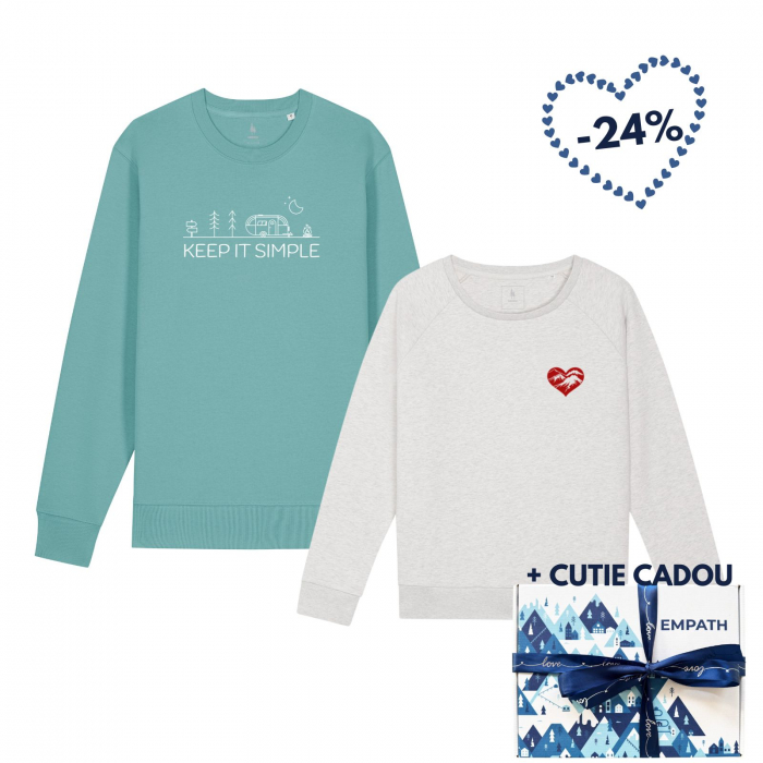 Set cadou Bluza unisex mid-light, Keep it Simple + Bluza dama, relaxed fit, Love Mountains