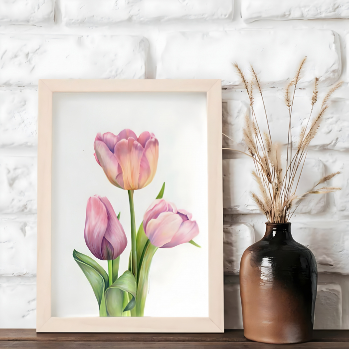 Pink Tulips Painting (colored pencil) [5]