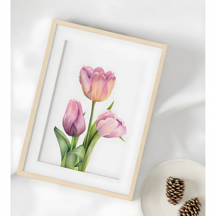 Pink Tulips Painting (colored pencil) [4]