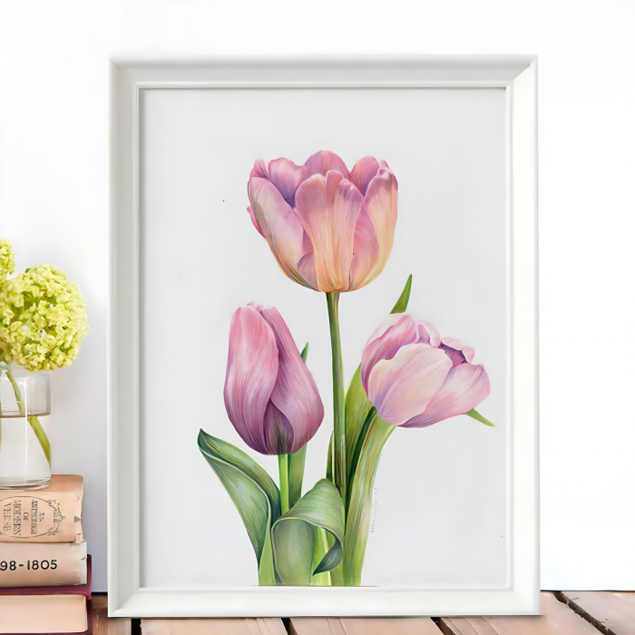 Pink Tulips Painting (colored pencil) [6]