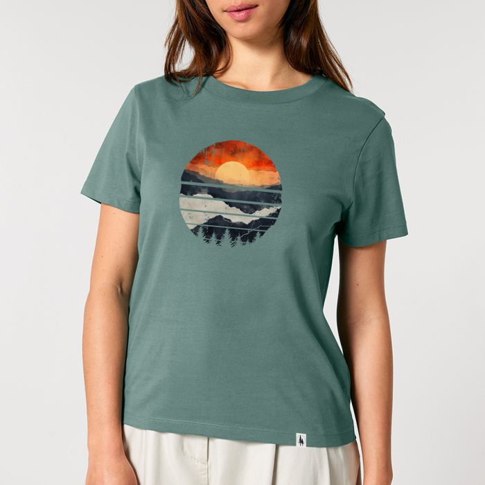 Women's T-shirt, Sunset Over the Mountains [2]