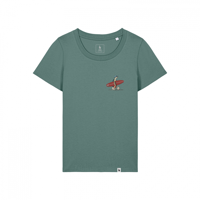 Women's T-shirt, mid-light, Turtle surfer, slim fit [1]