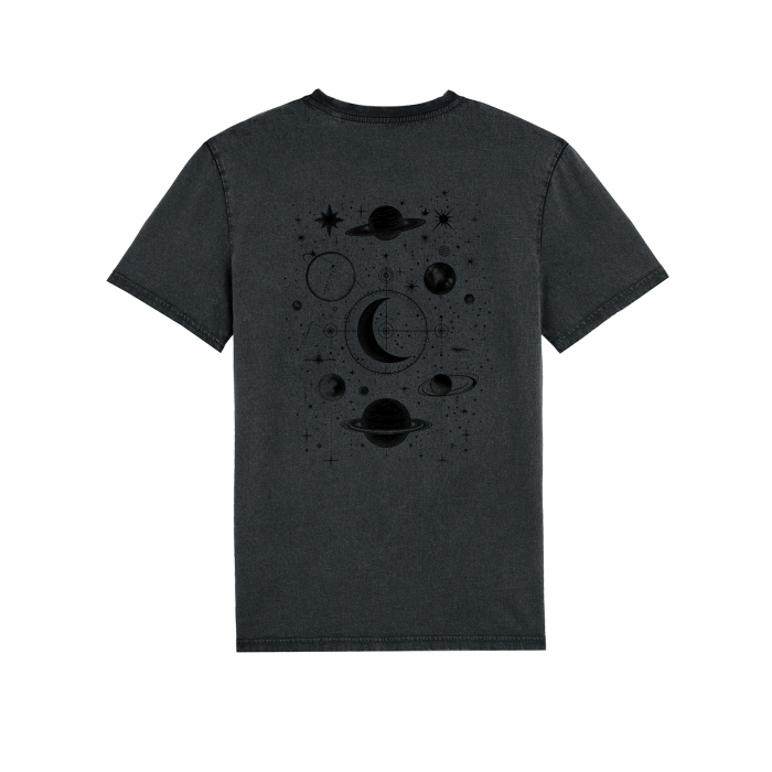 Tricou unisex aspect vintage, Cosmic Harmony, print spate