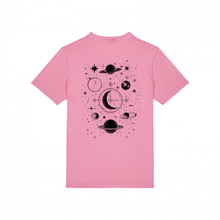 Tricou unisex aspect vintage, Cosmic Harmony, print spate